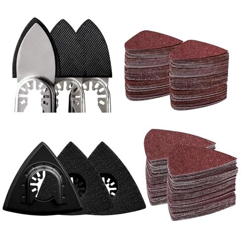 208Pcs Oscillating Tool Sanding Pads Kit, 4Pcs Triangle Sanding Pads and 4Pcs Finger Sanding Pad, 200Pcs Multitool Sandpaper Set, Grit Fit for Finishing Wood Sanding in Saudi Arabia