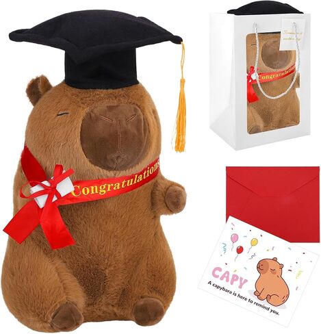 2026 Graduation Capybara Plush with Gift Bag and Card 12 Inch Capybara Stuffed Animal Plush Doll Pillow Graduation Gifts Party Decorations for College High School Grad for Her Him in Saudi Arabia
