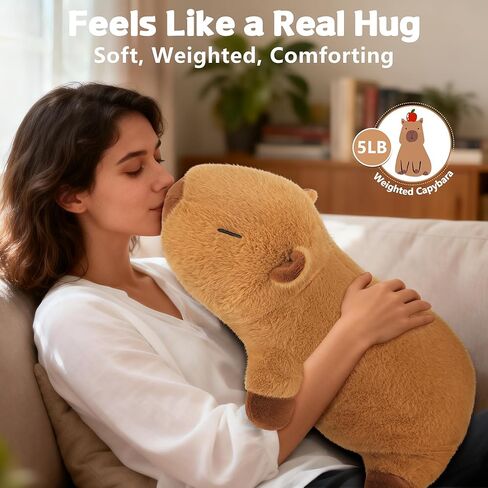 5lb Weighted Capybara Plush Stuffed Animals- Weighted 23 Inch Large Capybara Plush for Calming & Comforting Realistic Body Pillow Plush Toys,5 Pounds Capybara Stuffed Animals Gifts Kids Teens & Adults in Saudi Arabia