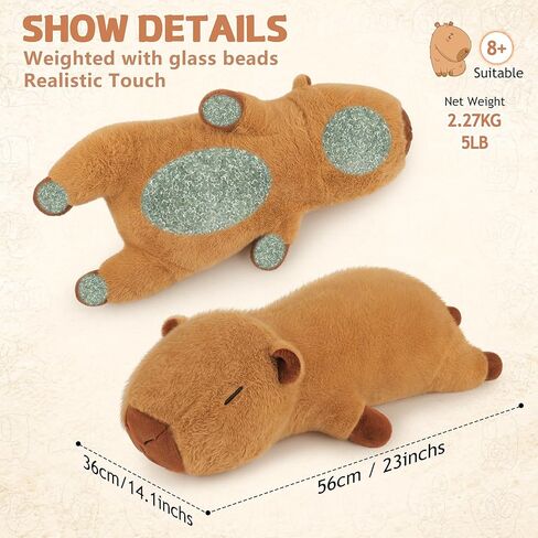 5lb Weighted Capybara Plush Stuffed Animals- Weighted 23 Inch Large Capybara Plush for Calming & Comforting Realistic Body Pillow Plush Toys,5 Pounds Capybara Stuffed Animals Gifts Kids Teens & Adults in Saudi Arabia