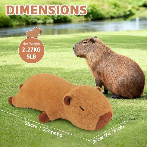5lb Weighted Capybara Plush Stuffed Animals- Weighted 23 Inch Large Capybara Plush for Calming & Comforting Realistic Body Pillow Plush Toys,5 Pounds Capybara Stuffed Animals Gifts Kids Teens & Adults in Saudi Arabia