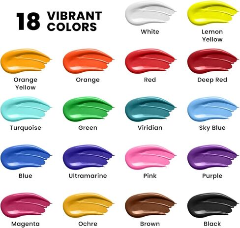 Artme 18 Colors Acrylic Paint Set, 8.45oz/250 ml Large Bulk Acrylic Paint, Rich Pigment Art Painting Supplies for Artists and Beginners Painting on Canvas Wood Rocks Crafts Ceramic in Saudi Arabia