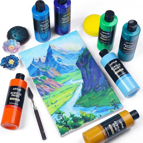 Artme 18 Colors Acrylic Paint Set, 8.45oz/250 ml Large Bulk Acrylic Paint, Rich Pigment Art Painting Supplies for Artists and Beginners Painting on Canvas Wood Rocks Crafts Ceramic in Saudi Arabia