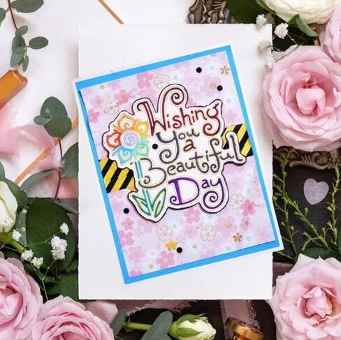 Wish You a Beautiful Day Metal Die Cuts,Spring Sunflower Frame Leaf Cutting Dies Cut Stencils for DIY Scrapbooking Album Decorative Embossing Paper Dies for Card Making in Kuwait