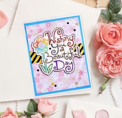 Wish You a Beautiful Day Metal Die Cuts,Spring Sunflower Frame Leaf Cutting Dies Cut Stencils for DIY Scrapbooking Album Decorative Embossing Paper Dies for Card Making in Kuwait