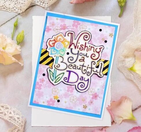 Wish You a Beautiful Day Metal Die Cuts,Spring Sunflower Frame Leaf Cutting Dies Cut Stencils for DIY Scrapbooking Album Decorative Embossing Paper Dies for Card Making in Kuwait