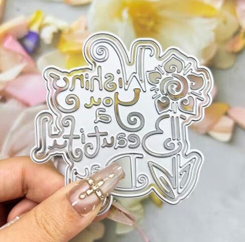 Wish You a Beautiful Day Metal Die Cuts,Spring Sunflower Frame Leaf Cutting Dies Cut Stencils for DIY Scrapbooking Album Decorative Embossing Paper Dies for Card Making in Kuwait