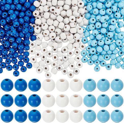 SUNNYCLUE 600Pcs 3 Colors Independence Day Beads 4th of July Wooden Beads Round Red White and Blue Patriotic 8mm Natural Wooden Loose Spacers for Jewelry Making DIY Craft Garland Home Decoration in Saudi Arabia