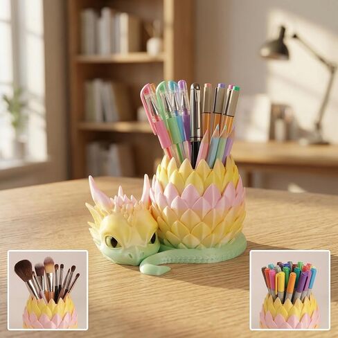 3D Printed Dragon Pencil Holder for Desk, Removable Dragon Egg Pen Holder, Cute Pencil Cup Desk Organizer for Pens, Pencils, Paper Clips, Makeup Brushes, Fantasy Desk Decor Gift for Kids in Saudi Arabia