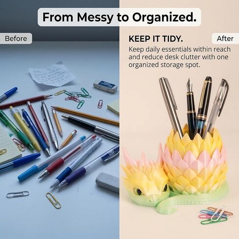 3D Printed Dragon Pencil Holder for Desk, Removable Dragon Egg Pen Holder, Cute Pencil Cup Desk Organizer for Pens, Pencils, Paper Clips, Makeup Brushes, Fantasy Desk Decor Gift for Kids in Saudi Arabia