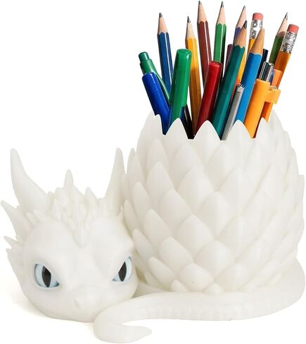 3D Printed Dragon Pencil Holder for Desk, Removable Dragon Egg Pen Holder, Cute Pencil Cup Desk Organizer for Pens, Pencils, Paper Clips, Makeup Brushes, Fantasy Desk Decor Gift for Kids in Saudi Arabia