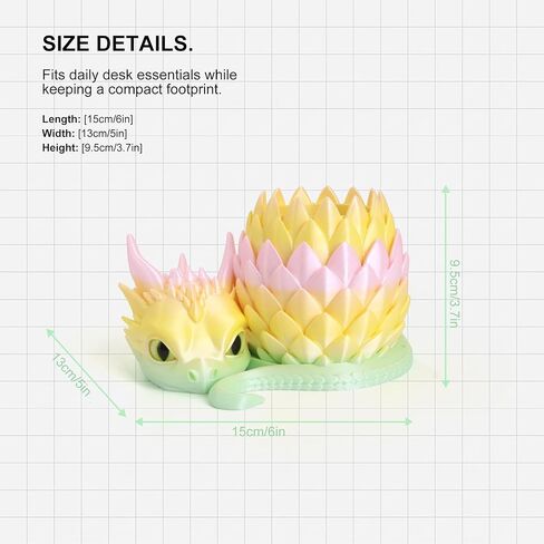 3D Printed Dragon Pencil Holder for Desk, Removable Dragon Egg Pen Holder, Cute Pencil Cup Desk Organizer for Pens, Pencils, Paper Clips, Makeup Brushes, Fantasy Desk Decor Gift for Kids in Saudi Arabia