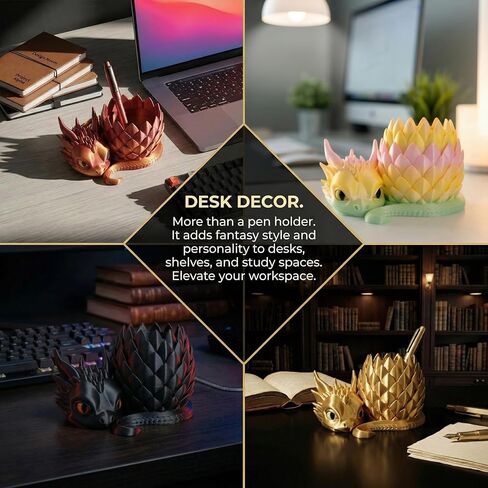 3D Printed Dragon Pencil Holder for Desk, Removable Dragon Egg Pen Holder, Cute Pencil Cup Desk Organizer for Pens, Pencils, Paper Clips, Makeup Brushes, Fantasy Desk Decor Gift for Kids in Saudi Arabia
