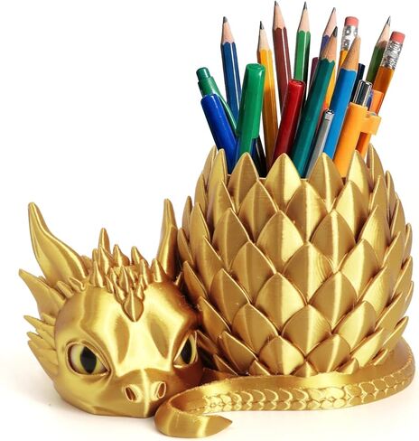 3D Printed Dragon Pencil Holder for Desk, Removable Dragon Egg Pen Holder, Cute Pencil Cup Desk Organizer for Pens, Pencils, Paper Clips, Makeup Brushes, Fantasy Desk Decor Gift for Kids in Saudi Arabia