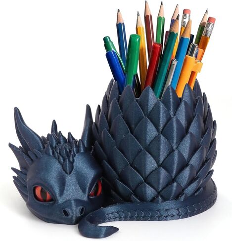 3D Printed Dragon Pencil Holder for Desk, Removable Dragon Egg Pen Holder, Cute Pencil Cup Desk Organizer for Pens, Pencils, Paper Clips, Makeup Brushes, Fantasy Desk Decor Gift for Kids in Saudi Arabia