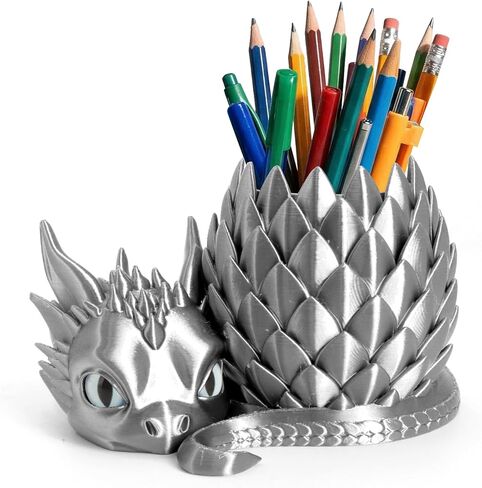 3D Printed Dragon Pencil Holder for Desk, Removable Dragon Egg Pen Holder, Cute Pencil Cup Desk Organizer for Pens, Pencils, Paper Clips, Makeup Brushes, Fantasy Desk Decor Gift for Kids in Saudi Arabia