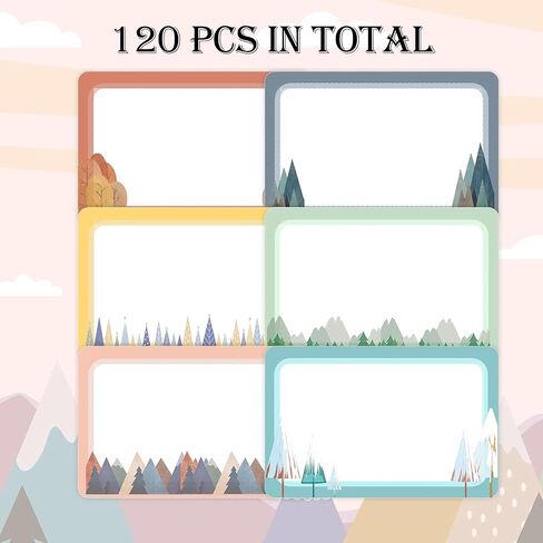 120 Pcs Moving Mountain Name Tags,3.5x2.25 Inches Colorful Self Adhesive Name Tags Label Stickers Camp Decorative Labels for Summer Camping Party Family Back to School Desk Office Classroom Home in Saudi Arabia