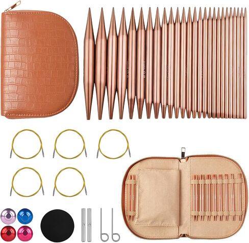 LYMIGER 13 Pairs Interchangeable Circular Knitting Needles Set, 4-inch Knitting Needles Set Aluminum 3-10mm with 20cm, 40cm, 60cm, 80cm, 100cm Cables, Knitting Accessories and Case, Green in Saudi Arabia