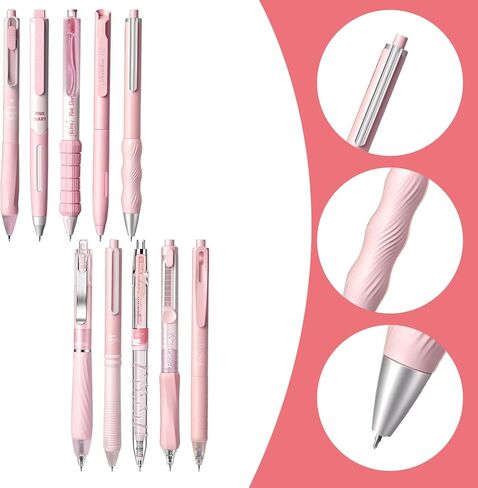 Ymapinc 10PCS Cute Pens for Women, 0.5mm Retractable Pink Pens Black Ink Pen, Cute Note Taking Fine Point Pen for Writing Journaling Aesthetic School Supplies Office Stationery in Kuwait
