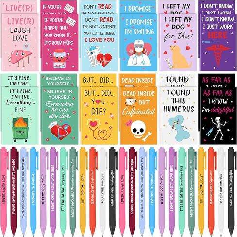 24 Sets Nurse Appreciation Gifts Funny Nurse Notebooks Nursing Ballpoint Pens Nurses Notepad Funny Nurses Week Gifts for Coworkers Medical Assistant Doctor Graduation Retirement Gift Office Supplies in Saudi Arabia