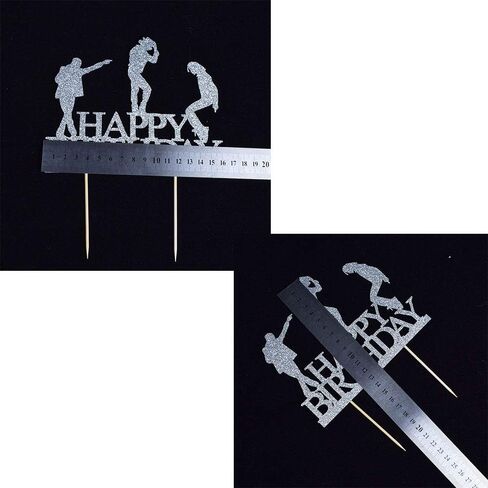 Glitter Happy Birthday Cake Topper cake Toppers Happy Birthday Cake Bunting Party Decoration Supplies. (Silver) in Saudi Arabia