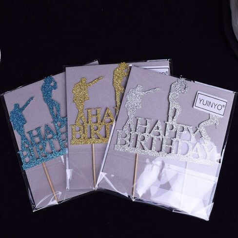 Glitter Happy Birthday Cake Topper cake Toppers Happy Birthday Cake Bunting Party Decoration Supplies. (Silver) in Saudi Arabia