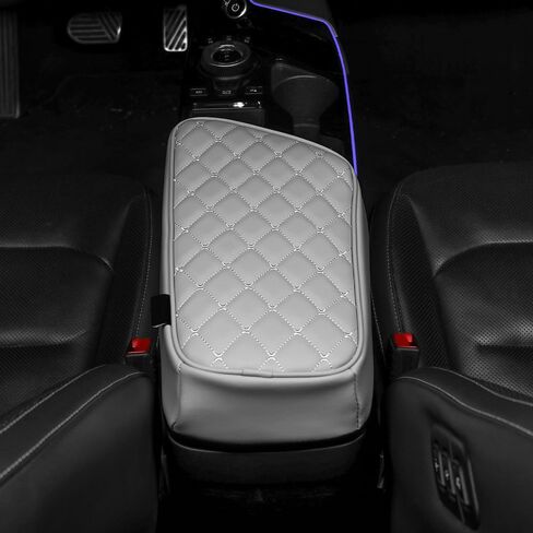 Car Armrest Cushion Cover Compatible with Kia EV6 2022-2026 Accessories, Leather Center Console Armrest Pad(Gray) in Saudi Arabia