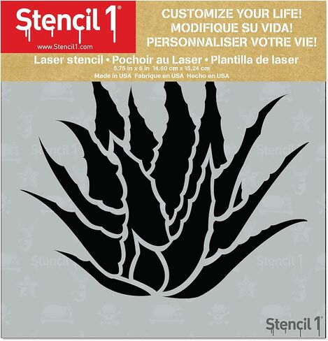 Stencil1 Succulent Agave Stencil 5.75" x 6" - Durable Quality Reusable Stencils for Painting - Create Stencil Crafts and Decor - Decor on Walls Fabric & Furniture Recyclable Art Craft - 5.75" x 6" in Kuwait