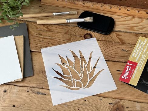 Stencil1 Succulent Agave Stencil 5.75" x 6" - Durable Quality Reusable Stencils for Painting - Create Stencil Crafts and Decor - Decor on Walls Fabric & Furniture Recyclable Art Craft - 5.75" x 6" in Kuwait