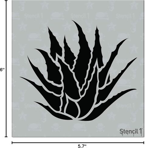 Stencil1 Succulent Agave Stencil 5.75" x 6" - Durable Quality Reusable Stencils for Painting - Create Stencil Crafts and Decor - Decor on Walls Fabric & Furniture Recyclable Art Craft - 5.75" x 6" in Kuwait