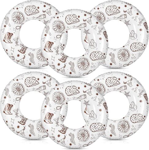 Skylety 6 Pcs 24 Inch Inflatable Pool Float Swim Tube, Blue White Coastal Seashell Swimming Inner Tubes Bulk for Adults, Pool Floaties for Water Beach Ocean Summer Party in Saudi Arabia