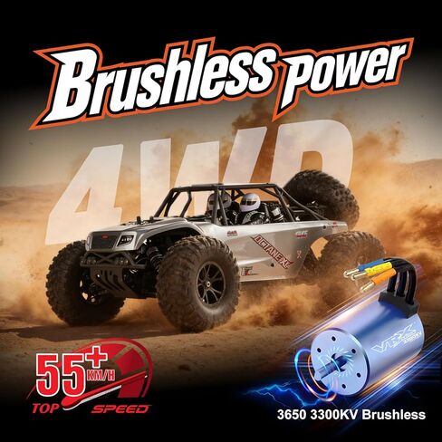 Octane 1/10 Scale 4WD Brushless High-Speed RC Cars for Adults, 55+ KM/H RTR Remote Control Car, Off-Road Electric Sand Buggy for Desert/Rock Crawling - Ready to Run in Saudi Arabia