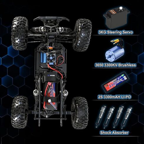 Octane 1/10 Scale 4WD Brushless High-Speed RC Cars for Adults, 55+ KM/H RTR Remote Control Car, Off-Road Electric Sand Buggy for Desert/Rock Crawling - Ready to Run in Saudi Arabia