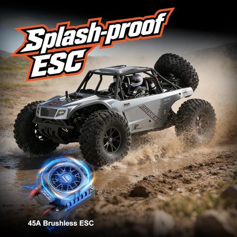 Octane 1/10 Scale 4WD Brushless High-Speed RC Cars for Adults, 55+ KM/H RTR Remote Control Car, Off-Road Electric Sand Buggy for Desert/Rock Crawling - Ready to Run in Saudi Arabia