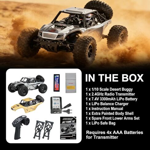 Octane 1/10 Scale 4WD Brushless High-Speed RC Cars for Adults, 55+ KM/H RTR Remote Control Car, Off-Road Electric Sand Buggy for Desert/Rock Crawling - Ready to Run in Saudi Arabia