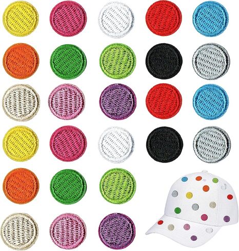 65PCS Small Round Embroidered Iron On Patches, Funny Applique Patches, 0.63in Multicolor Dot Sew on Emblem, Creative Patch for Clothes T-Shirts Jeans Jacket Bags Hats DIY Sewing Crafts Decoration in Saudi Arabia