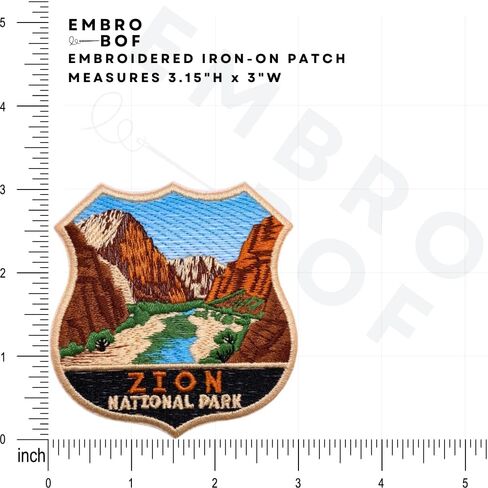 EMBROBOF Zion National Park Patch – 3.15 inches, Cool National Park Patches Collection – Iron On/Sew On Embroidered Travel Patches for Backpacks in Kuwait