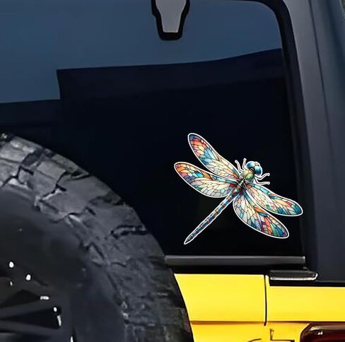Colorful Dragonfly Stickers 2-piece Set of 5.9-inch Waterproof Vinyl Stickers, Suitable for Cars, Motorcycles, Windows, laptops, Easy to Stick, Tear and Leave no Marks FG127 in Kuwait