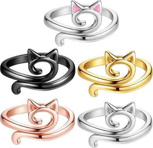 SULIKJHUI 6 Pcs Yarn Tension Ring for Crocheting, Crochet Finger Yarn Holder for Knitting & Crochet, Ideal Gift for Crafters (Zinc Alloy, Geometric Cat Design, Gold/Silver/Black) in Saudi Arabia