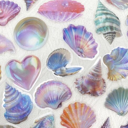 Sea Shell Stickers,100pcs Starfish Seahorse Under The Sea Beach Theme Stickers for Scrapbooking Journaling Planner Laptop Birthday Party Gift Laptop Decorations in Saudi Arabia