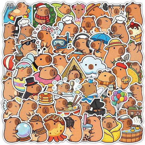 50PCS Capybara Stickers, Kawaii Stickers for Water Bottle, Laptop, Guitar, Suitcase, Cute Animal Decals for Girls Boys Classroom Prizes in Saudi Arabia