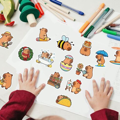 50PCS Capybara Stickers, Kawaii Stickers for Water Bottle, Laptop, Guitar, Suitcase, Cute Animal Decals for Girls Boys Classroom Prizes in Saudi Arabia