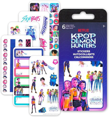 Kpop Demon Hunters Party Favors Set for Kids - Bundle with 140+ Stickers Featuring Huntrix & Saja Boys Plus Tattoos | 12 Sheets Kpop Demon Hunters Birthday Party Supplies in Kuwait