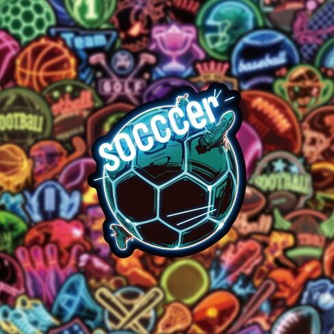 130PCS Neon Sports Ball Stickers,Waterproof Vinyl Neon Sports Stickers for Boys, Cool Basketball Football Baseball Golf Bowling Stickers for Laptop Skateboard Luggage Phone Case in Saudi Arabia