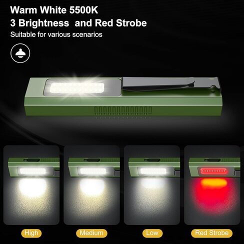 EDC Flat Flashlight High Lumens, Rechargeable Pocket Light with White/Warm LED, UV, Gream Beam, Flash Combo, 4 Bright Modes, Double Magnetic Base, for Outdoors, Emergency, Work, Detection (Orange) in Saudi Arabia