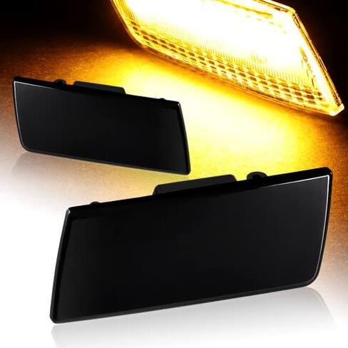 Pair Smoke Lens LED Front Turn Signal Side Marker Lights Lamp Replacement Compatible with 2005-2014 Chrysler 300, 2006 2007 2008 2009 2010 2011 2012 2013 (White LED) in Saudi Arabia