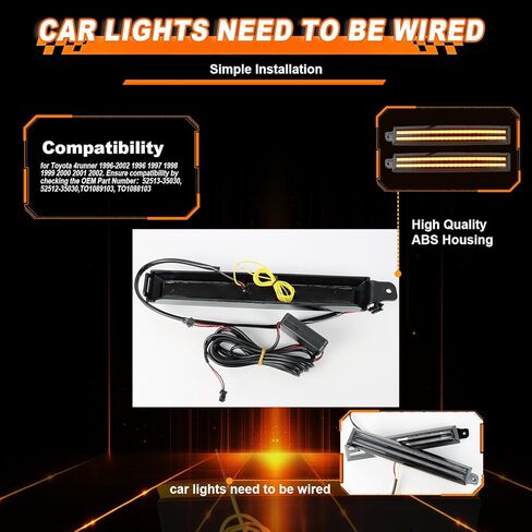 LED Front Bumper Headlight Side Marker Light fog for 1996-2002 Toyota 4Runner, Amber Daytime Running Light DRL & Sequential Turn Signal Lamp Replace Front Trim, OEM# TO1089103,TO1088103 in Kuwait