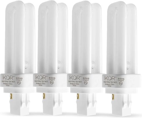 (4 Pack) 13 Watt Double Tube – 2 Pin (GX23-2) Base - 4100K CFL-Plug-in Replacement for Sylvania 21120/20708 - CF13DD/841/ECO - GE 97589 - F13DBX23/841/ECO - Philips 383133 PL-C13W/41/USA/ALTO. in Saudi Arabia