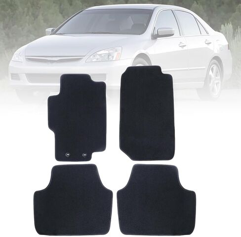 FZJDSD Black 4Pcs Front & Rear Floor Mats Carpet Velour Replacement Compatible with Honda Accord 2003 2004 2005 2006 2007 in Kuwait