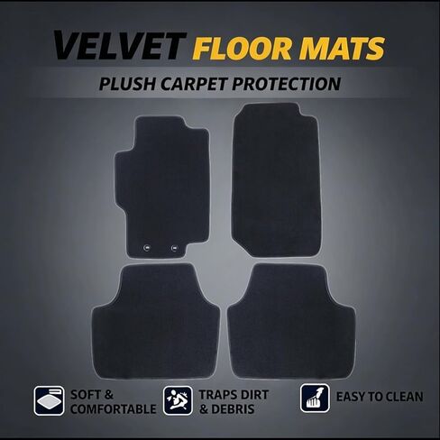 FZJDSD Black 4Pcs Front & Rear Floor Mats Carpet Velour Replacement Compatible with Honda Accord 2003 2004 2005 2006 2007 in Kuwait